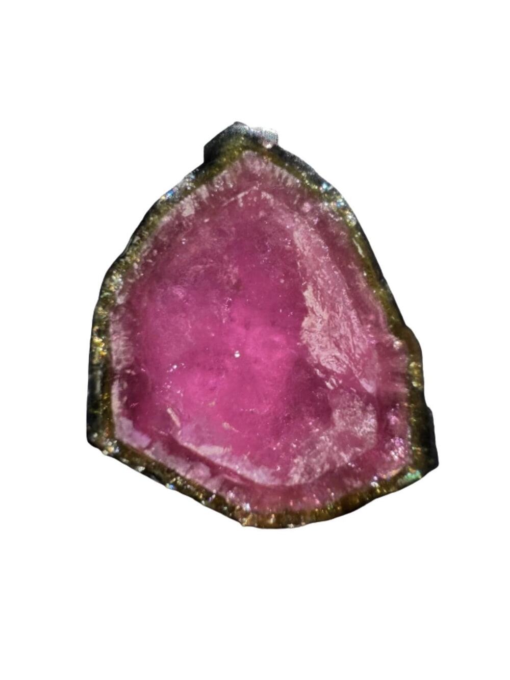 17 carats Watermelon Tourmaline Crystal Slice Polished Cabochon Specimen #3